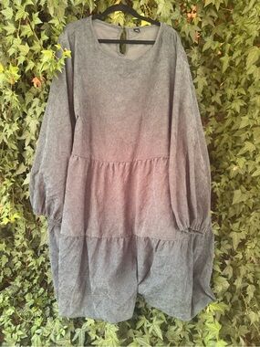 Women's Forest green  Tiered Long-Sleeve Tunic Dress corduroy